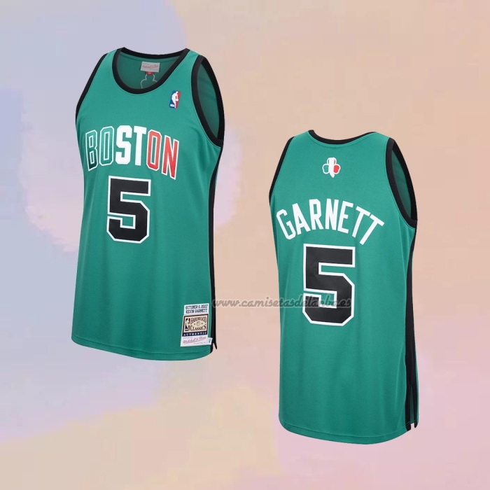 Camiseta Boston Celtics Kevin Garnett NO 5 Mitchell & Ness Verde